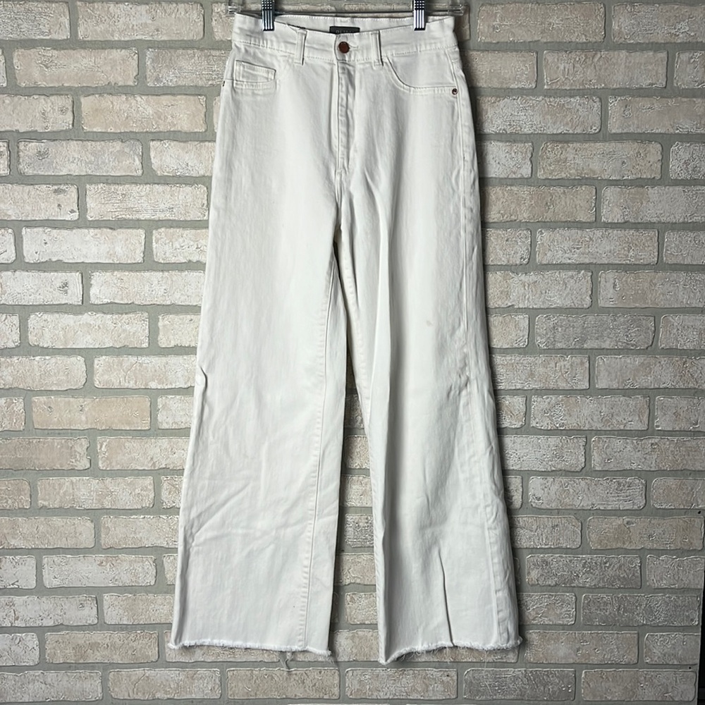 DL1961 Wide Leg High-Rise Jeans in Off-White